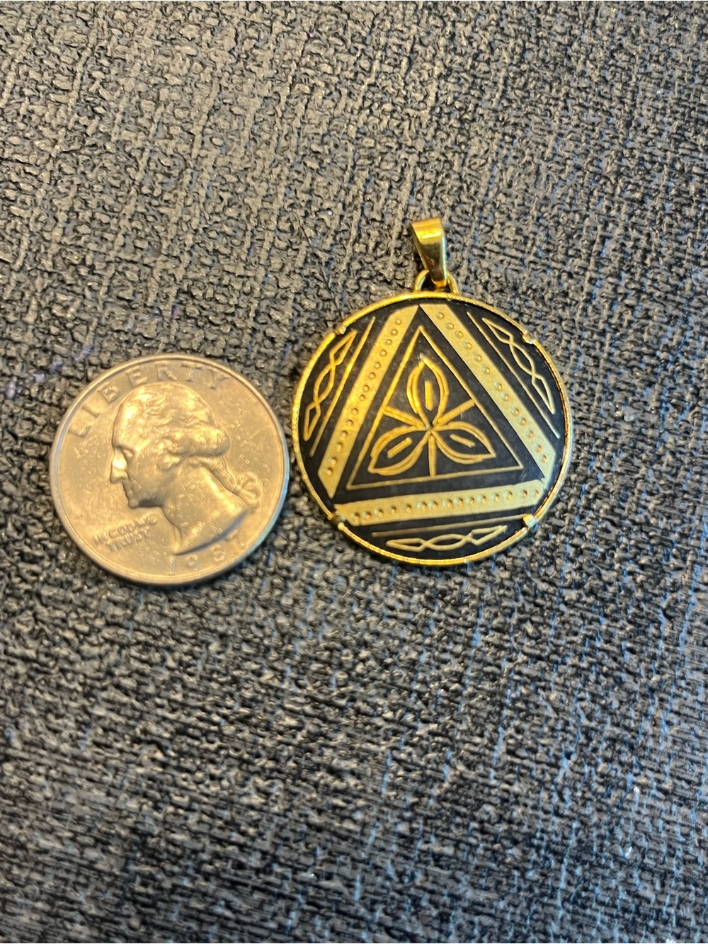 Gold and Black Celtic Triangle Pendant Necklace for Women
